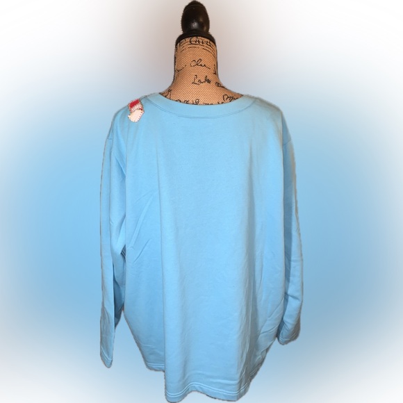 Quacker Factory Festive Beaded Embroidered Light Blue Snowman Santa Sweater 3X - Picture 7 of 11